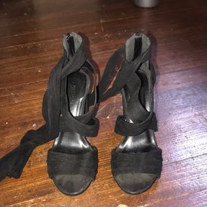 Black lace up heels